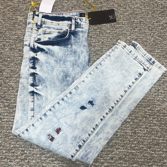 Modern Culture Skull Patch Skinny Fit Jeans Men’s Size 34x30 - Picture 2 of 6